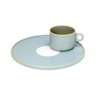 Set ceașcă cu farfurie din gresie Remember Greta, 250 ml, albastru