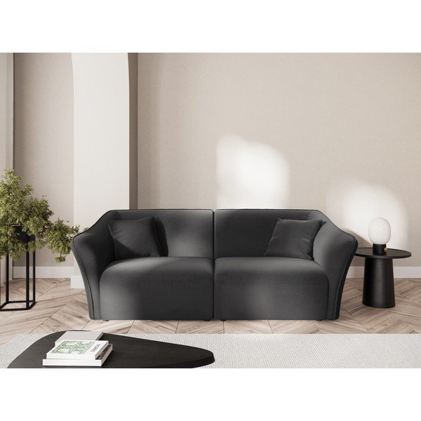 Canapea gri închis cu tapițerie din catifea 206 cm Tokyo – Cosmopolitan Design-image-1