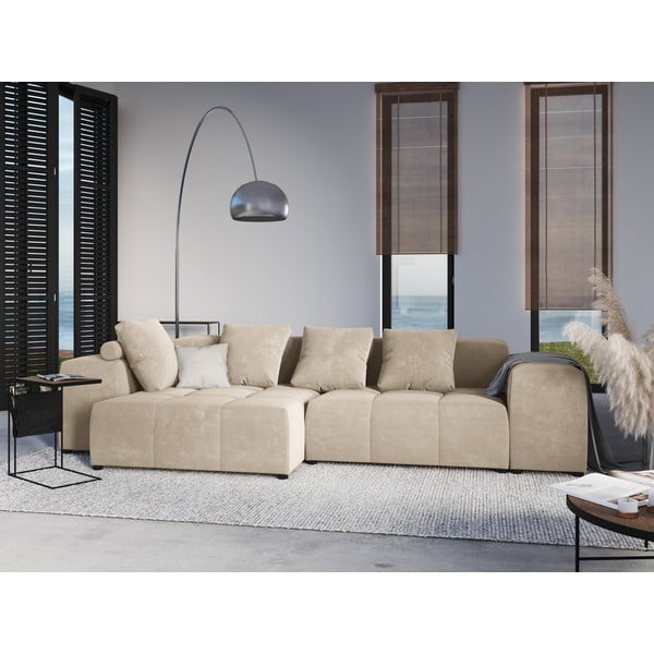 Pernă pentru canapea modulară bej cu tapițerie din catifea Rome Velvet - Cosmopolitan Design-image-3