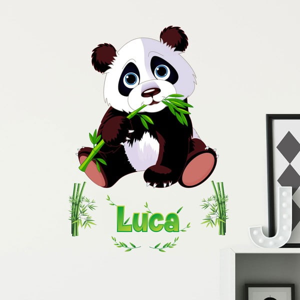 Set autocolante pentru perete cu panda și litere Ambiance Bamboo-image-1