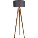 Lampadar gri închis/în culoare naturală cu abajur textil (înălțime 153 cm) Tripod – Opviq lights