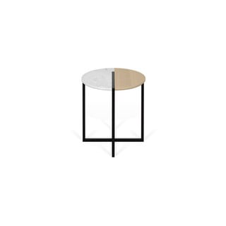 Măsuță de cafea rotundă cu blat cu aspect de lemn de stejar și marmură Sonata TemaHome, ø 50 cm