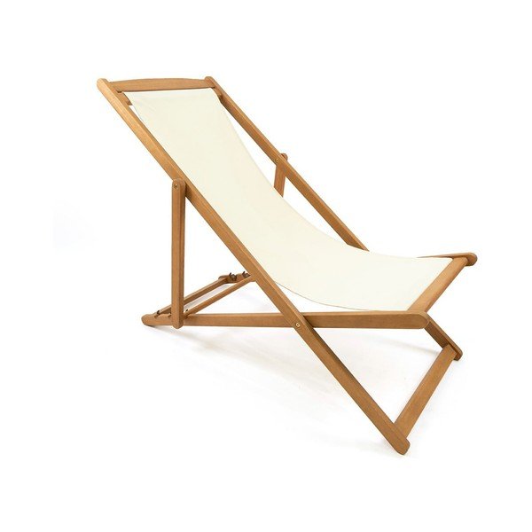 Șezlong de grădină pliabil din lemn de acacia Bonami Essentials Deck, bej