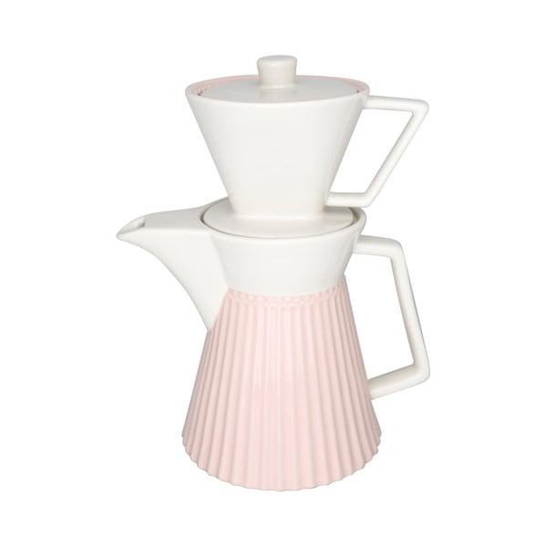 Carafă din ceramică pentru cafea Green Gate Alice, alb-roz