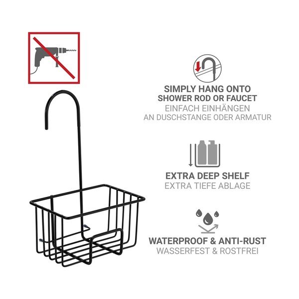 Raft pentru baie negru de agățat din oțel inoxidabil Milito – Wenko-image-4