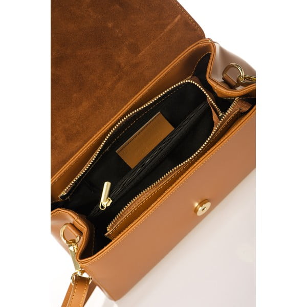 Geantă din piele Federica Bassi Marta, portocaliu-image-1