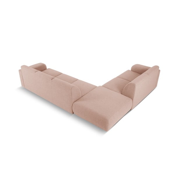 Colțar roz cu tapițerie din stofă bouclé (colț stânga) Molino – Micadoni Home-image-3