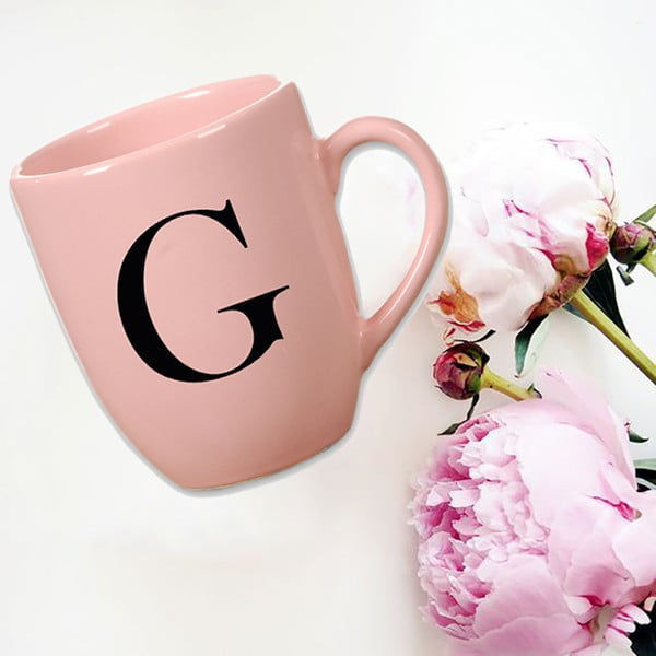 Cană din ceramică Vivas Letter G, 330 ml, roz