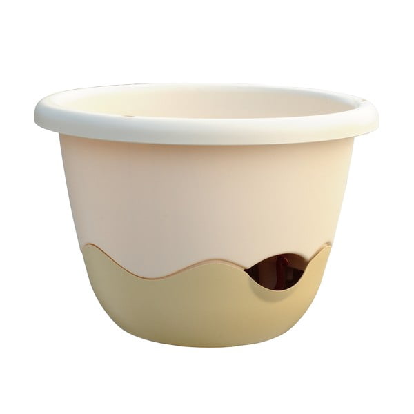 Ghiveci de agățat cu sistem de auto-irigare Plastia Mareta, lungime 25, alb-bej-image-1