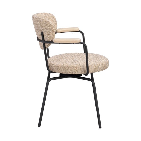 Scaun de dining negru/bej cu cotiere din metal Merrick – Rowico-image-4