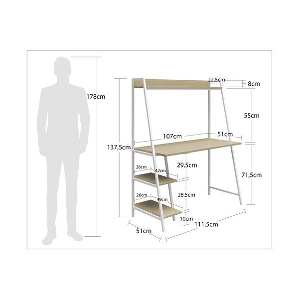 Birou de perete cu aspect de lemn de stejar 50x110 cm Bushwick – Novogratz-image-3