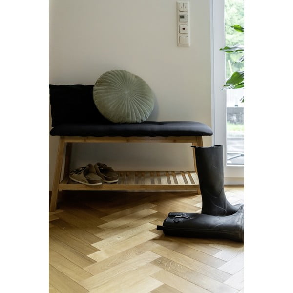 Pantofar negru/natural  cu bancă din bambus Ecori – Wenko-image-1