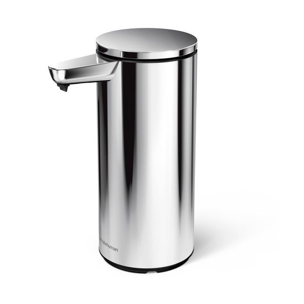 Dozator de săpun lichid argintiu lucios automat din oțel 266 ml – simplehuman