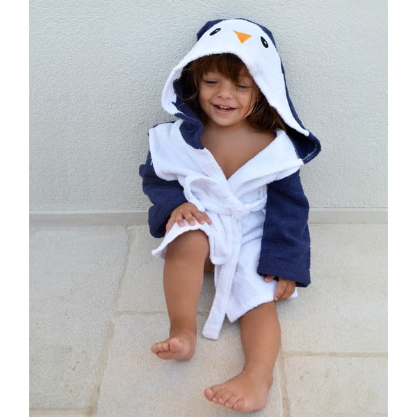 Halat pentru copii alb/albastru S din bumbac Penguin - Rocket Baby-image-3