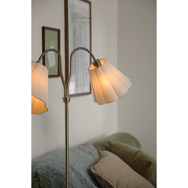 Lampadar bej/alămiu cu structură flexibilă din in (înălțime 149 cm) Veya – Markslöjd-image-1
