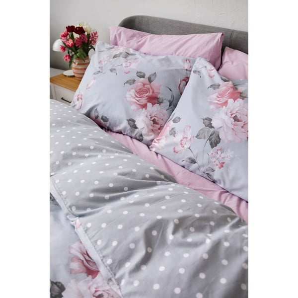 Lenjerie de pat din bumbac pentru pat dublu Bonami Selection Belle, 200 x 220 cm, gri-image-4