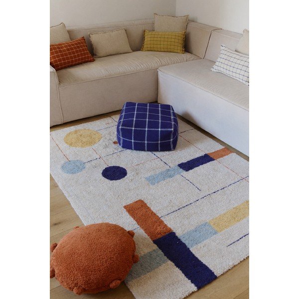Covor bej lavabil/țesut manual din bumbac 120x160 cm Geometrical Shapes – Lorena Canals-image-3