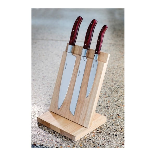 Set 3 cuțite cu suport din lemn Laguiole Isaie