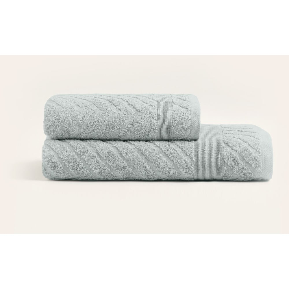 Prosoape de baie gri-deschis 2 buc. din bumbac din frotir – Foutastic