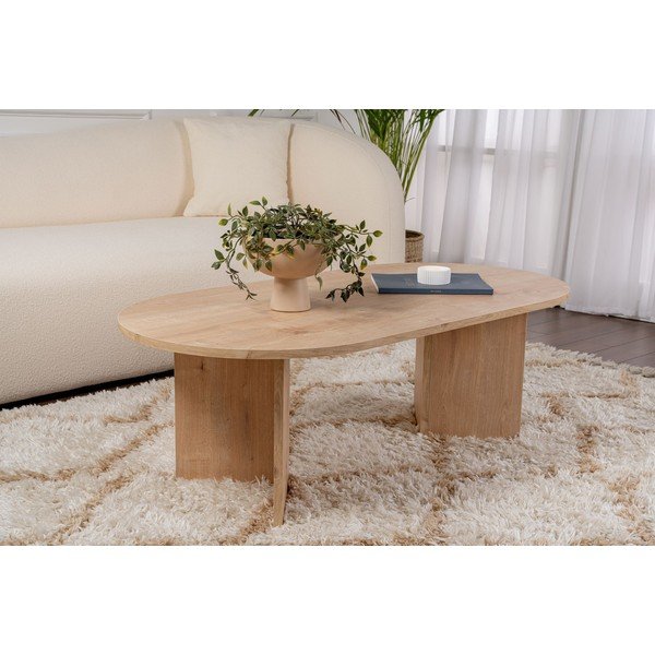Măsuță de cafea în culoare naturală cu aspect de lemn de stejar 60x119 cm Sable – Kalune Design-image-4