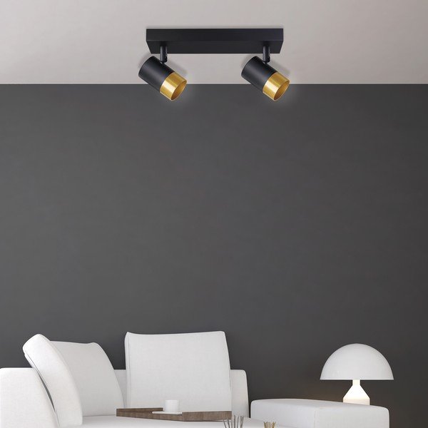 Plafonieră neagră/aurie cu abajur din metal 34x5.5 cm Tobi – Candellux Lighting-image-1