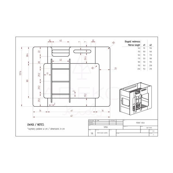 Pat supraetajat pentru copii 70x140 cm Simba - Adeko-image-3