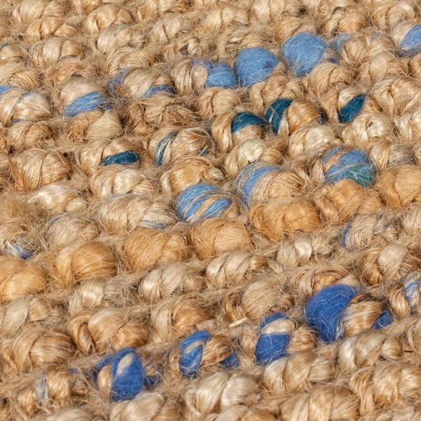 Covor albastru/în culoare naturală țesut manual din iută 120x170 cm Jute Boucle Blue – Flair Rugs-image-4