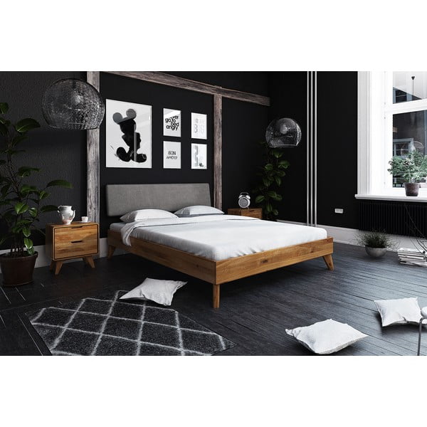 Pat dublu din lemn de stejar 140x200 cm Greg 3 - The Beds-image-3