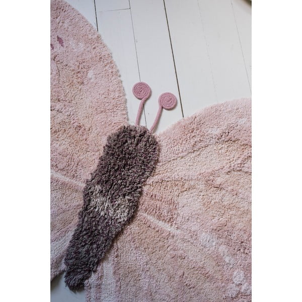 Covor pentru copii roz deschis/bej lavabil/țesut manual din bumbac 90x120 cm Baby Butterfly – Lorena Canals-image-4