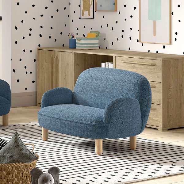 Canapea pentru copii bej cu tapițerie din țesătură bouclé 89 cm Rocky – Vipack-image-4