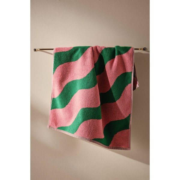 Prosop verde/roz din bumbac 50x70 cm Waves – Jotex-image-1