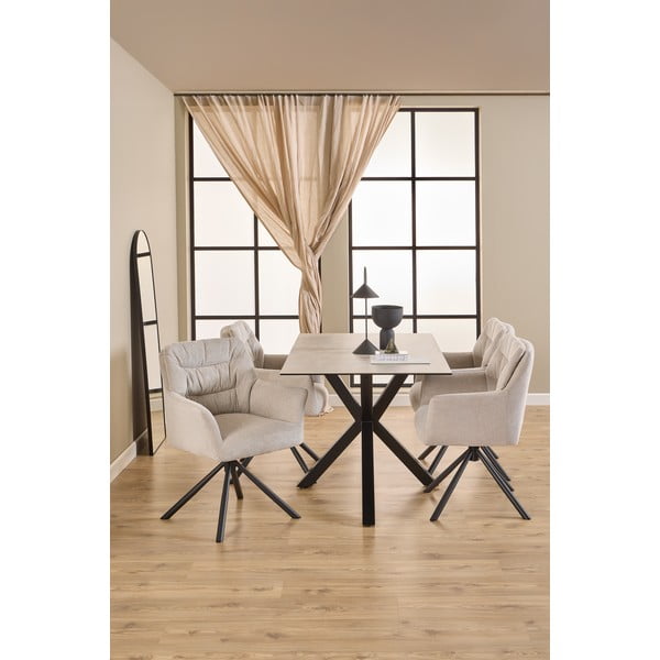 Scaun de sufragerie bej cu cotiere tapițat Alonso – Actona-image-3