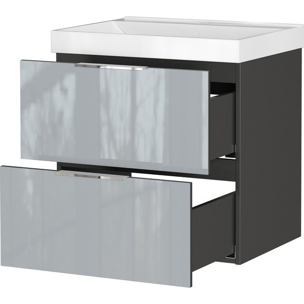 Dulap sub chiuvetă gri suspendat cu aspect lucios 61x65 cm Celano – Germania-image-4