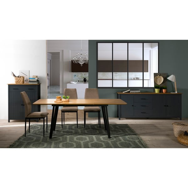 Comodă albastru-închis înaltă din lemn de pin 90x110 cm Miranda – Marckeric-image-1