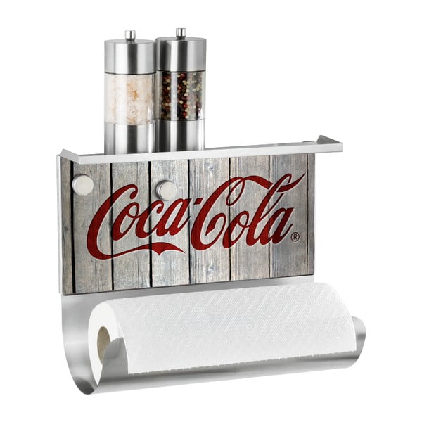 Suport magnetic pentru prosoape de bucătărie cu raft Wenko Coca-Cola Wood