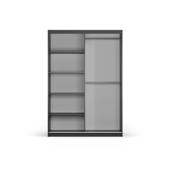 Dulap negru cu oglindă și uși glisante 151x215 cm Lisburn - Cosmopolitan Design-image-3