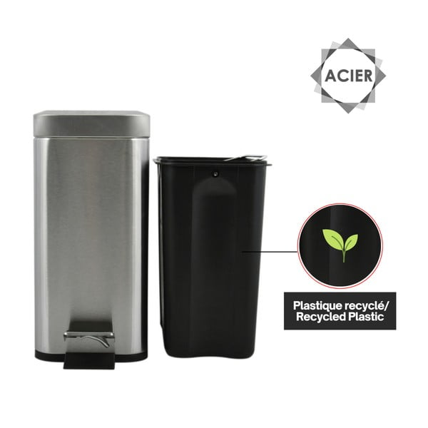 Coș de gunoi argintiu mat cu pedală din oțel 5 l   Erik – Spirella-image-4