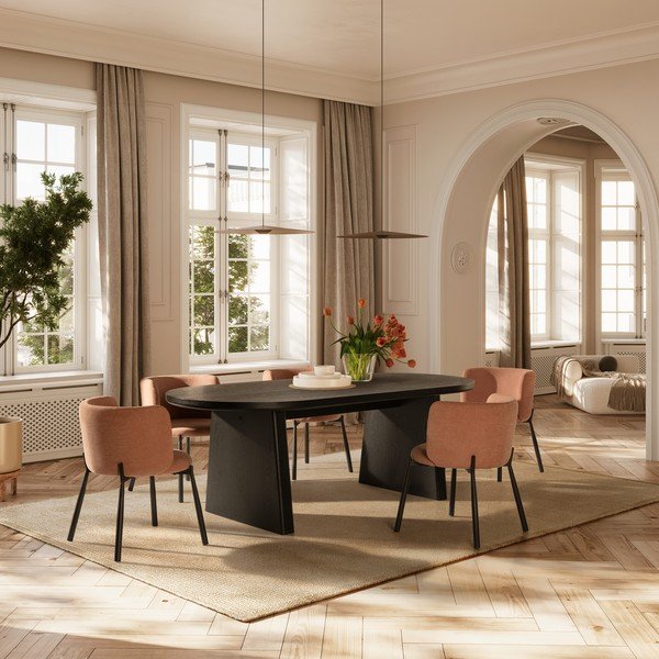 Set de scaune de sufragerie piersică 2 buc. tapițat Ginny – MOME-image-1