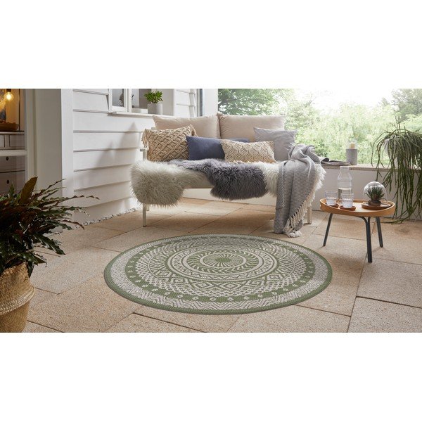 Covor exterior Ragami Round, ø 120 cm, verde - bej-image-4