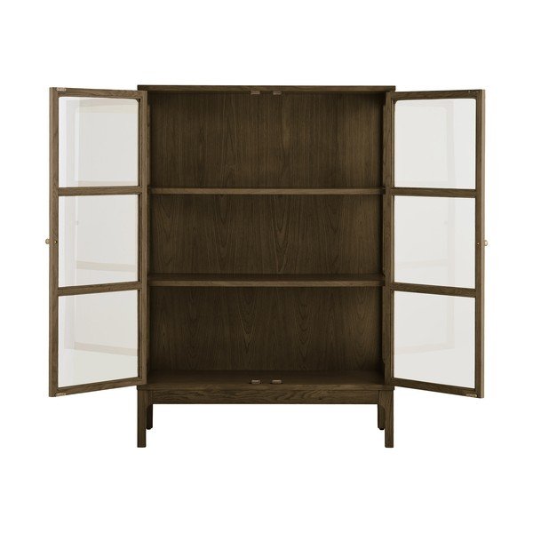Vitrină maro închis cu aspect de lemn de stejar 90x126x40 cm Zamora – House Nordic-image-4