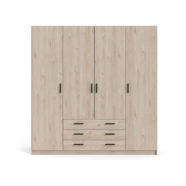 Șifonier în culoare naturală cu aspect de lemn de stejar 196x200 cm Sprint – Tvilum