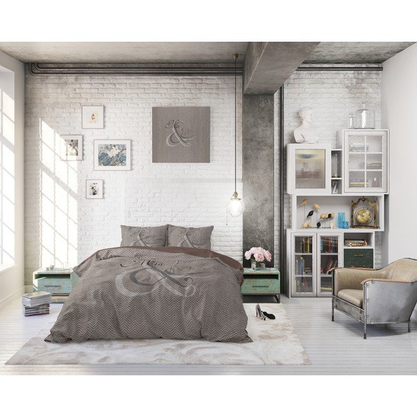 Lenjerie din bumbac pentru pat single Pure Cotton Mr. and Mrs. Knitted, 140 x 200/220 cm-image-4