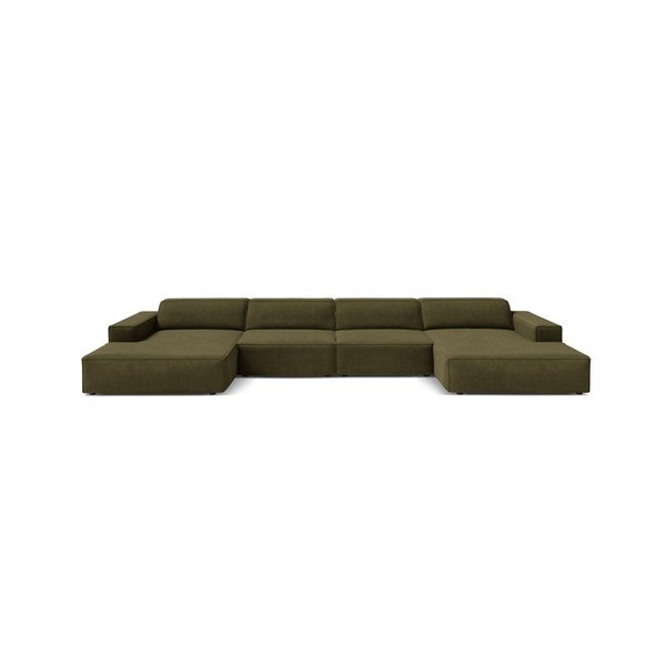 Colțar modular kaki cu tapițerie din catifea (în formă de "U") Jodie – Micadoni -image-2
