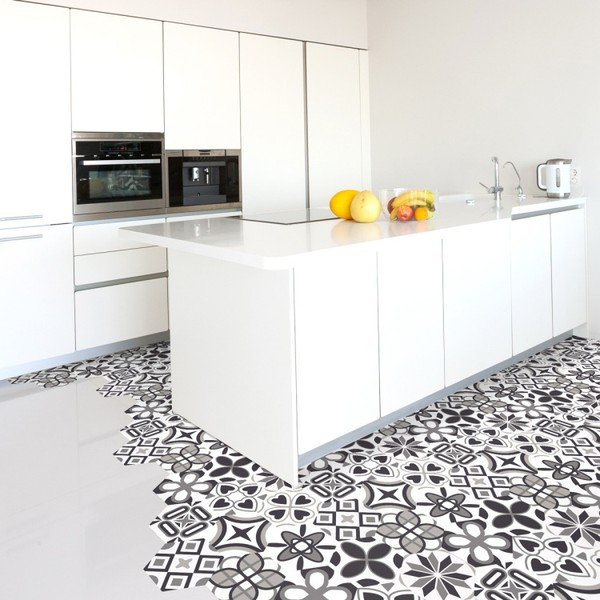 Set 10 autocolante pentru podea Ambiance Hexagons Fleurita, 20 x 18 cm-image-2