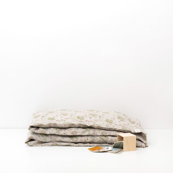 Lenjerie de pat din in pentru copii Linen Tales Botany, 140 x 200 cm, bej-image-2