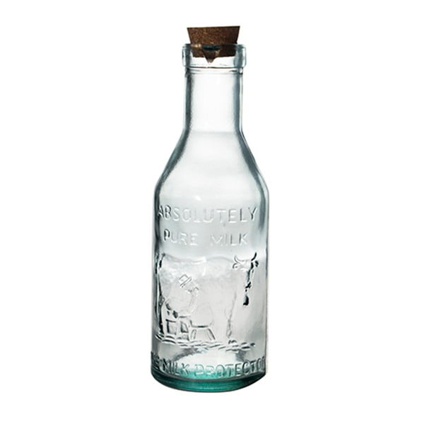 Recipient din sticlă reciclată pentru lapte Ego Dekor Farma, 1 l