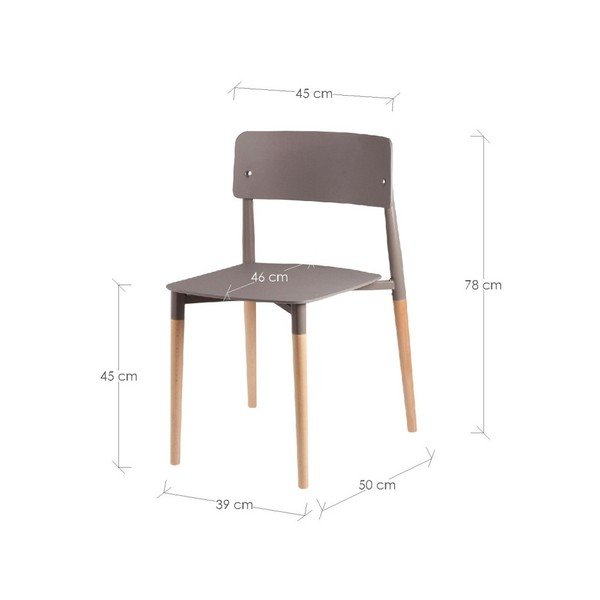 Set 4 scaune cu picioare din lemn sømcasa Claire, gri-image-3