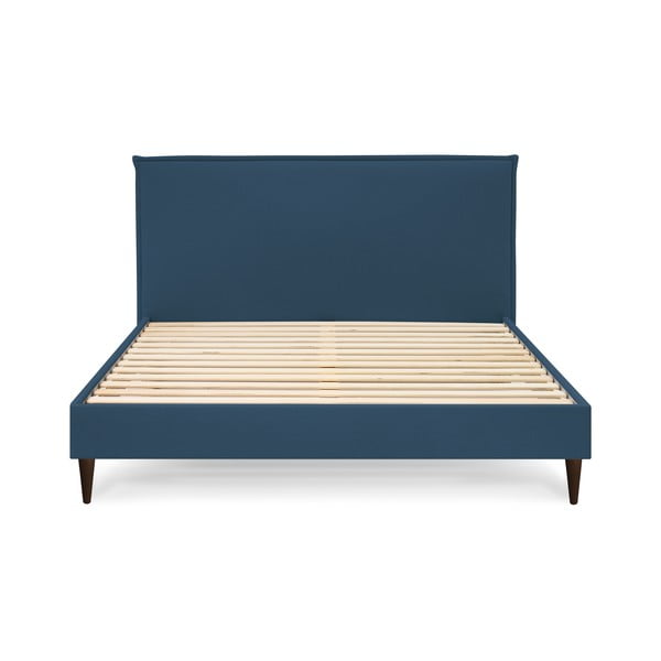 Pat matrimonial 160x200 cm albastru tapițat cu somieră Sary – Bobochic Paris-image-3