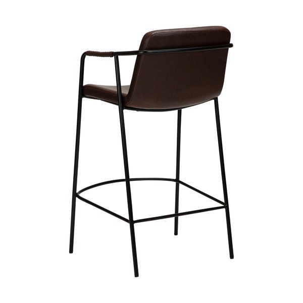 Scaun bar cu husă din piele artificială DAN-FORM Denmark Boto, maro închis, înălțime 95 cm-image-4