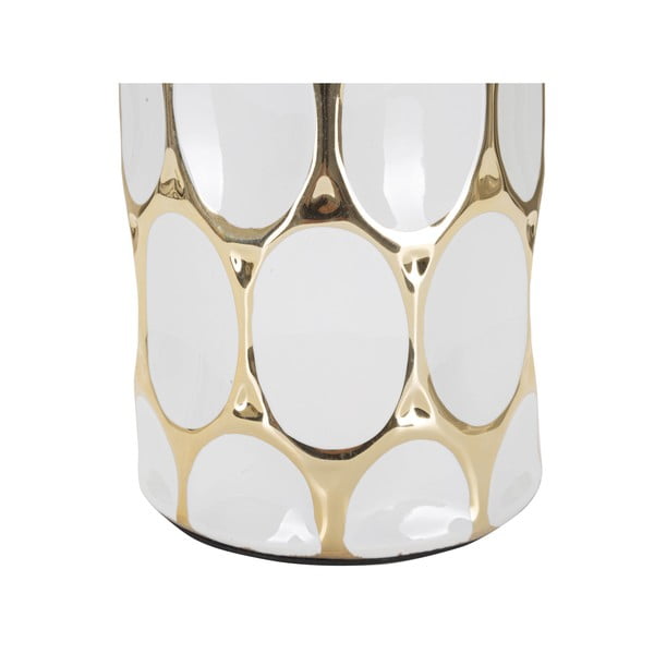 Veioză albă-aurie din ceramică cu abajur textil (înălțime 56 cm) Glam Carv – Mauro Ferretti-image-3